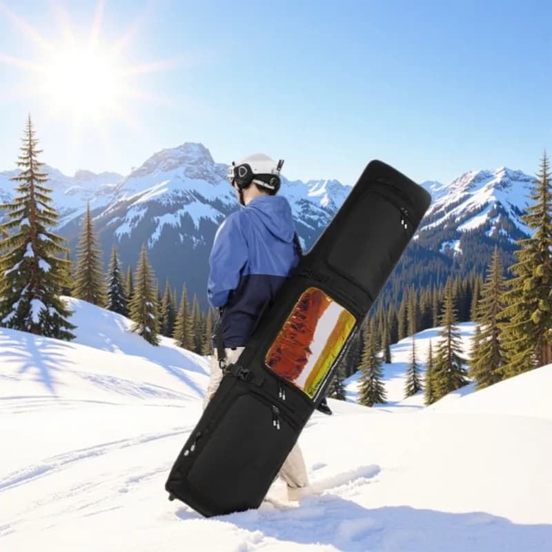 Borse da Sci con Ruote, Borsa per Snowboard con Manico Telescopico, Impermeabile, Separazione Asciutto/Bagnato, Grande Capacità, Borsa da Viaggio con Ruote