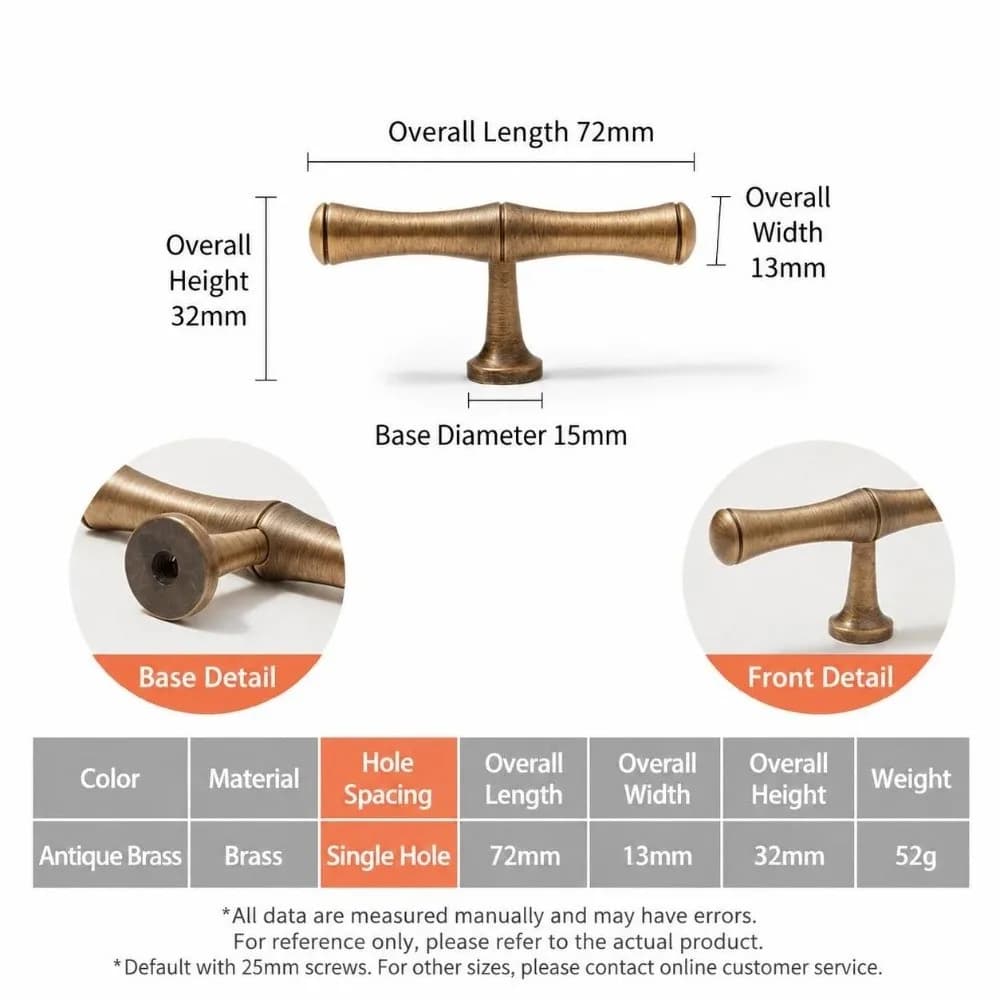 Unique Solid Brass Cabinet Door Handles Bamboo Shape Durable Furniture Hardware Drawer Pulls Kitchen Accessories