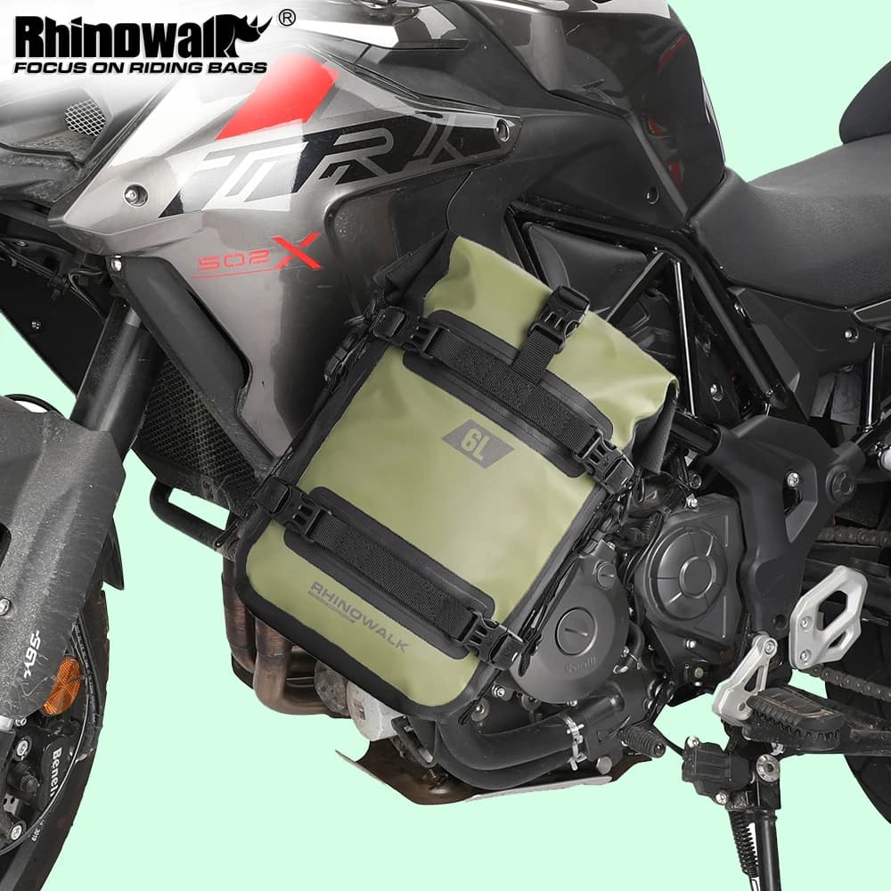 Rhinowalk Borsa per paraurti per moto Impermeabile 6L Telaio Crash Bar Strumento di riparazione Pacchetto di posizionamento Borsa per motore Bagagli Zaino da equitazione