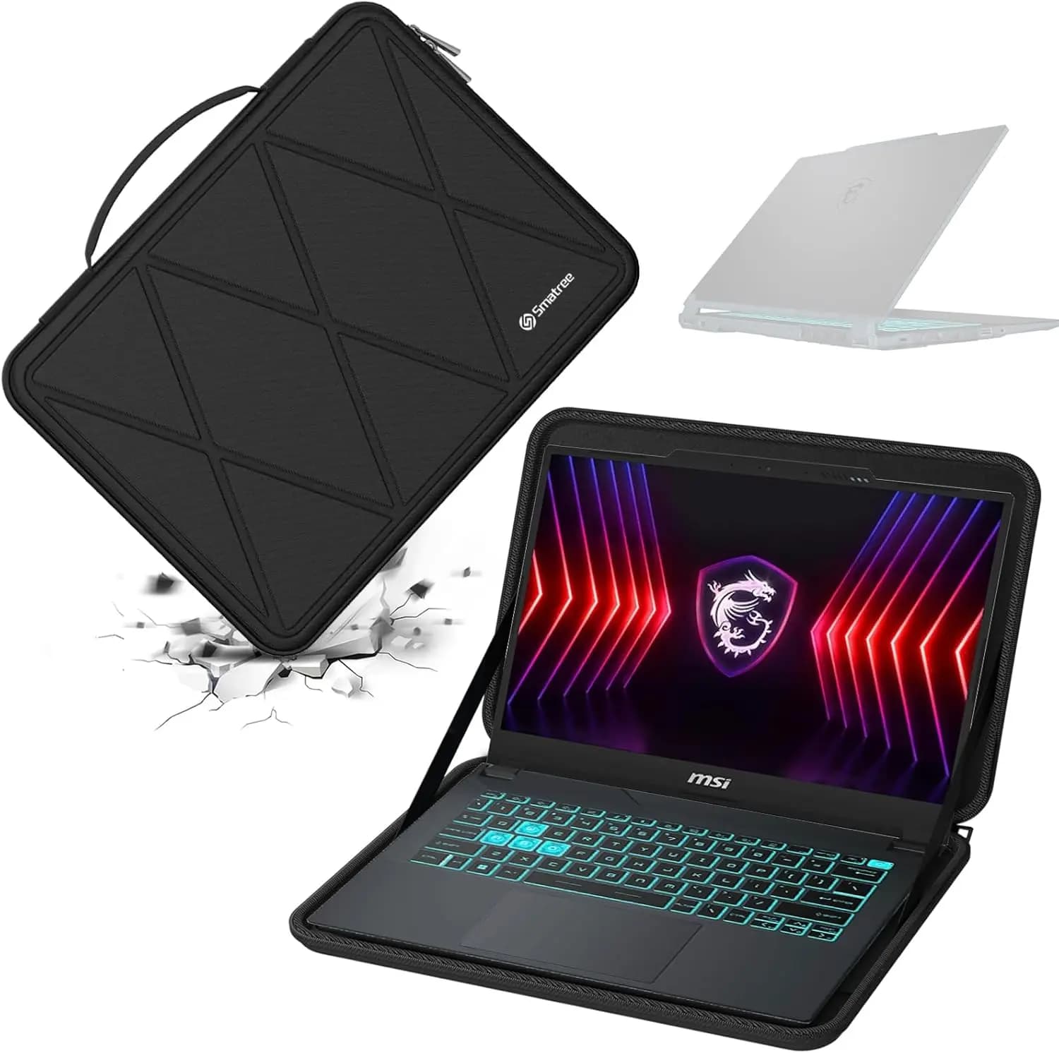 Custodia protettiva rigida in EVA Smatree compatibile con MSI Cyborg 14 A13Ux/A13V da 14 pollici, borsa per notebook sottile e anti-shock per MSI