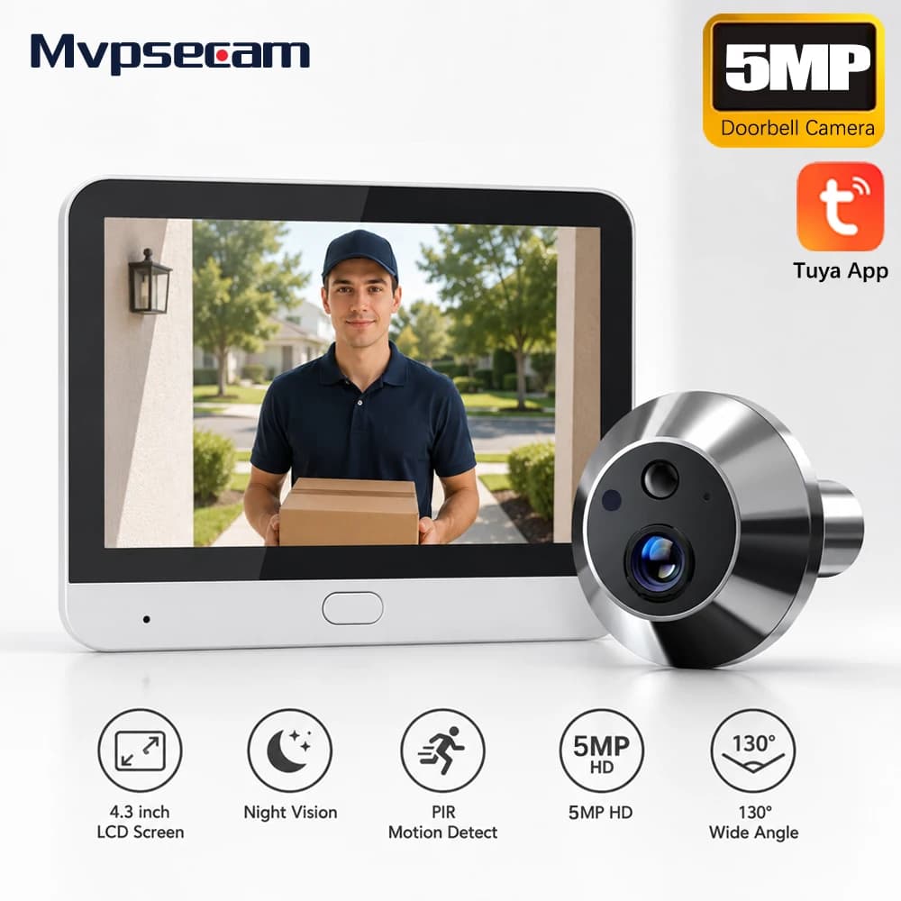 5MP Wifi Wireless Hot Viewer Smartlife Home Tuya App Video Doorbell Camera IR Security-Protection Video Peephole For The Doorbel