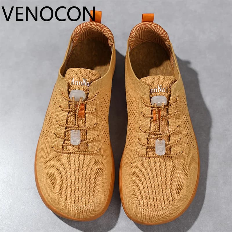 VENOCON Barefoot Wide Ball Toe Box Nose Minimalist Airy Knitted Upper Canvas Lining Zero Drop Sneakers Shoes For Men Man Woman