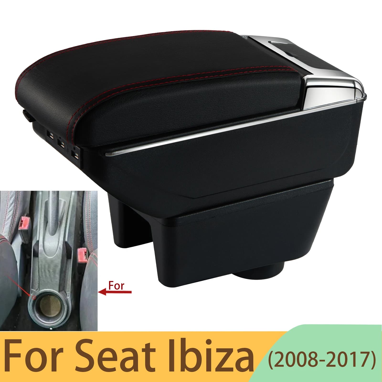 For Seat Ibiza Armrest Box for Seat Ibiza 6j Ibiza 6L Car Armrest Auto Storage Box Retrofit Parts Interior Car Accessories Arm