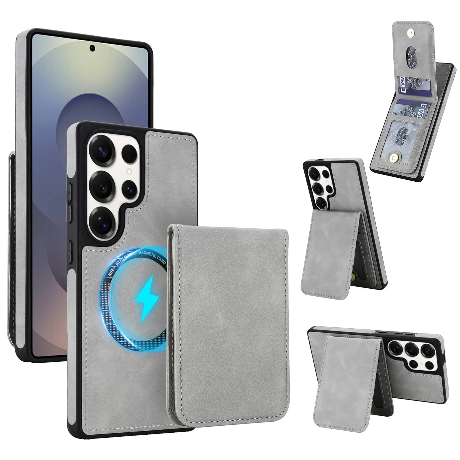 Custodia a Portafoglio Magnetica 2-in-1 Staccabile WEFOR per Samsung Galaxy S25 S24 S23 S22 Ultra S25 FE, Porta Carte RFID, Cavalletto Pieghevole