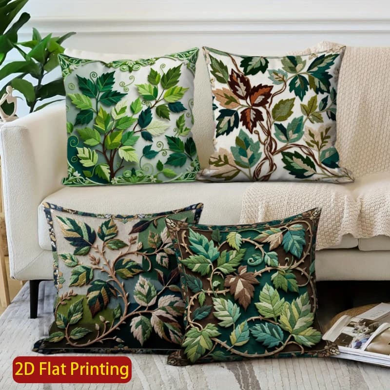 Decorative cushions with 2D leaf pattern, suitable for sofa, bedroom, car.