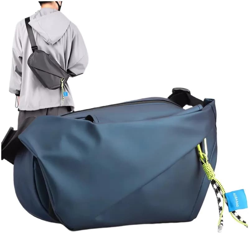 Men's Waterproof Nylon Shoulder Bag for Outdoor Sports, Running, Cycling, Belt, Large Capacity Phone Travel Bag
