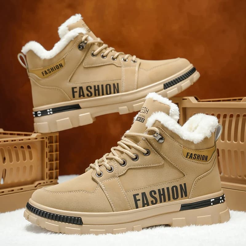Stivali da neve da uomo invernali spessi peluche per interni caldi piatti alti scarpe da ginnastica comode scarpe da passeggio invernali in cotone per uomo