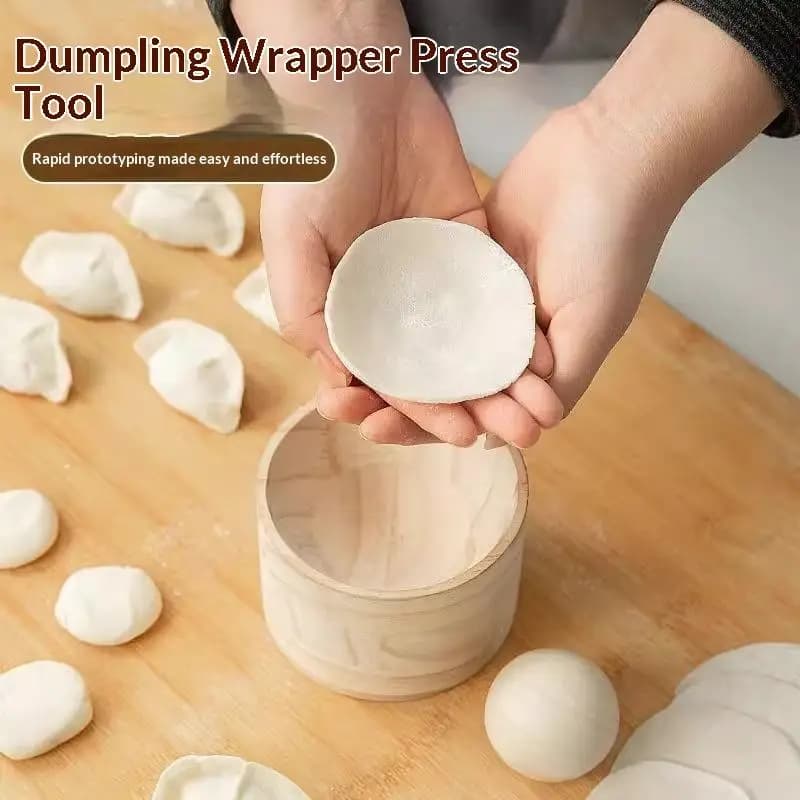 Wooden Wood Dumpling Skin Maker Pastry Tool Round Shape Dumpling Wrapper Skin Making Mold DIY Reusable Dough Pressing Tool