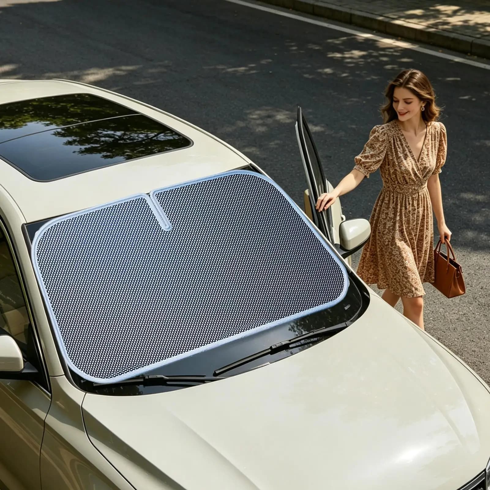 Parasole per Parabrezza Auto, Protezione dal Calore e dai Raggi UV, Pieghevole, per Finestrino Anteriore, per Raffreddamento e Privacy, per Auto, Camion, SUV e Veicoli