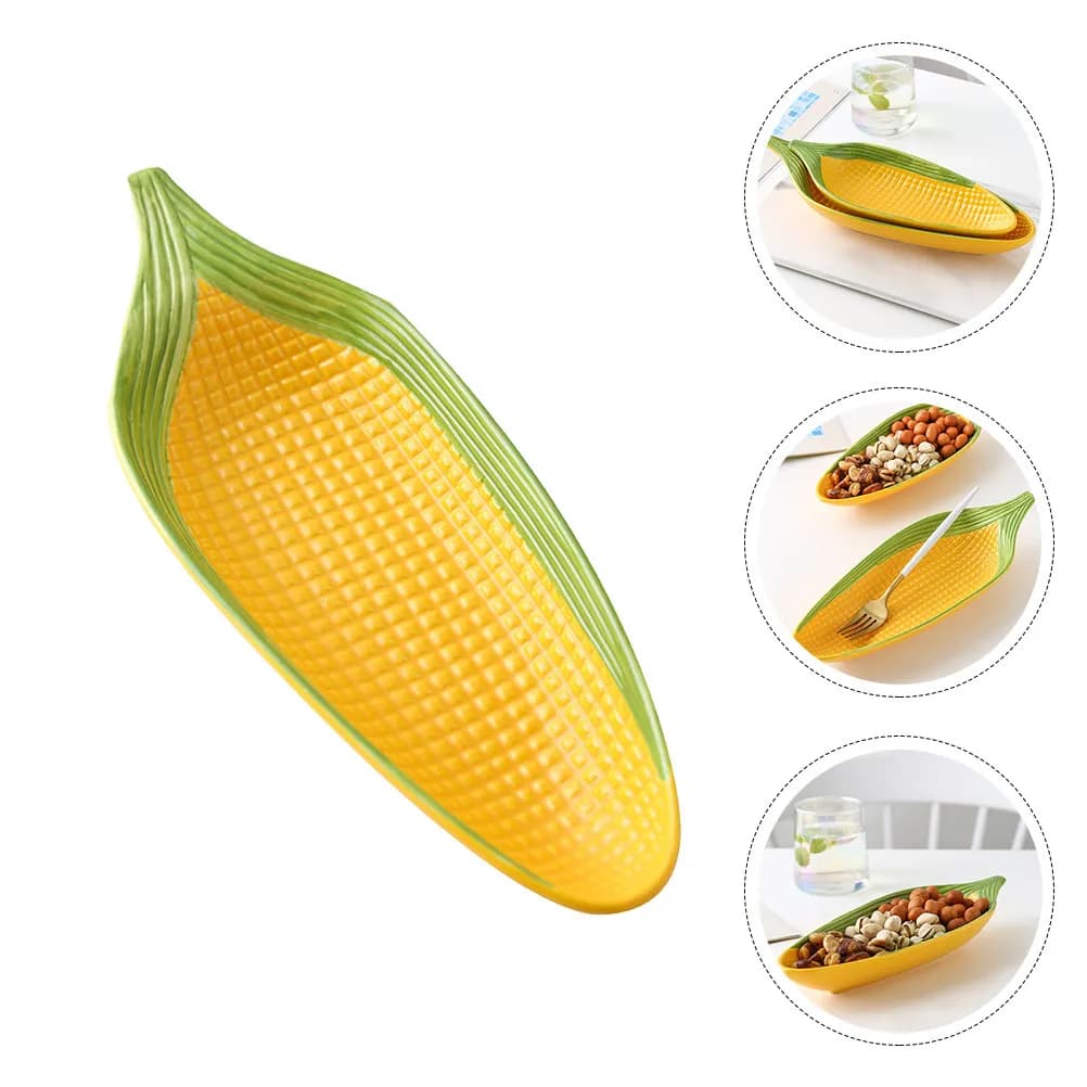 1Pcs Ceramic Corn Plate Delicate Snacks Refreshment Dining Table Bread Fruit Dried Fruit Serving Decorative Kitchen Tableware