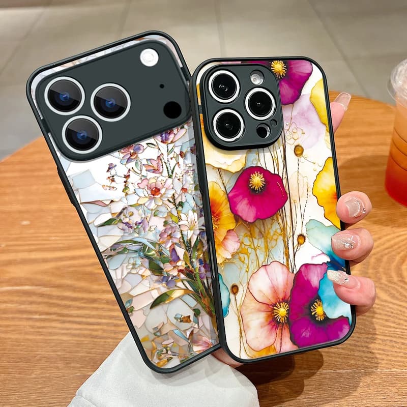 Custodia Magnetica Floreale Colorata per iPhone 17 17e 16e 16 15 Pro 14 13 Pro Max, Cover Trasparente Opaca Rigida in PC per Magsafe