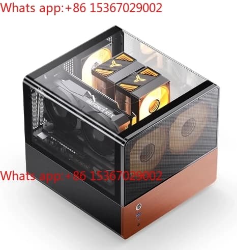 2025 JONSBO V12 Custodia nera MATX in legno massello Vieni con due ventole ARGB 270 ° Supporto panoramico in vetro per tetto apribile Scheda madre MATX/ITX
