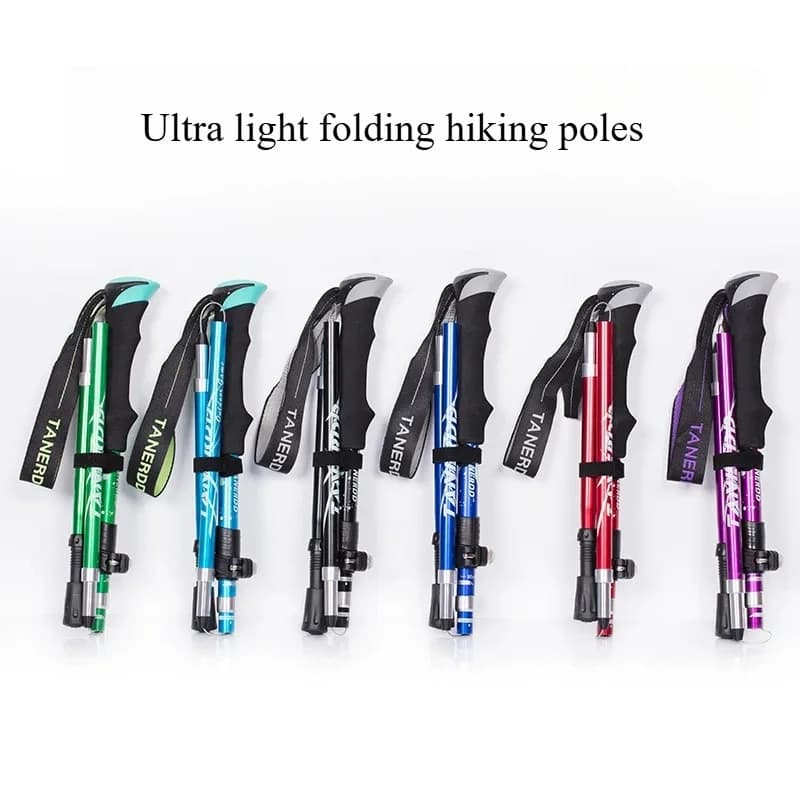 Foldable Trekking Stick in Ultra-Legger Aluminum Alloy, Short and Retractable for Hiking, Camping and Travel