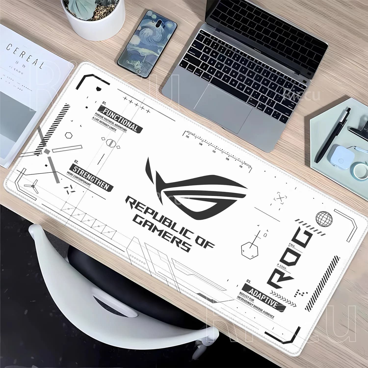 Tappetino per Mouse da Gaming R-ROG Grande, A-ASUS XXL Antiscivolo per PC e Gamer, Tappetino per Tastiera e Mouse con Stampa HD, Tappetino da Scrivania per Ufficio e eSports