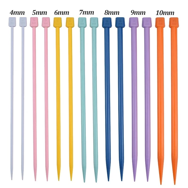 7 paia 4.0mm-10.0mm ferri da maglia plastica 25cm singolo filo a punta tessuto ferri da maglia gancio strumento lavorato a maglia fai da te per sciarpa