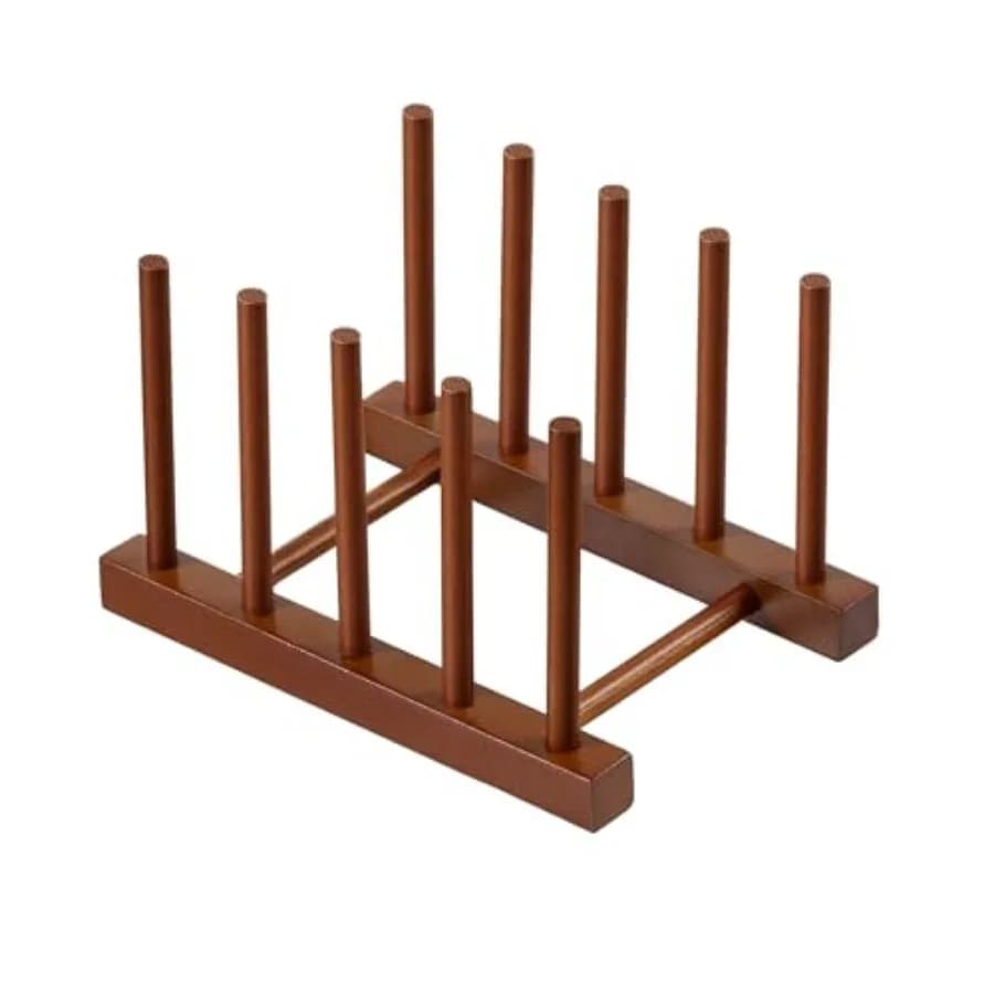 Teak Dish Plate Bowl Cup Book Pot Lid Cutting Board Drying Rack Stand Drainer Storage Holder Organizer Kitchen Cabinet Keep Dry