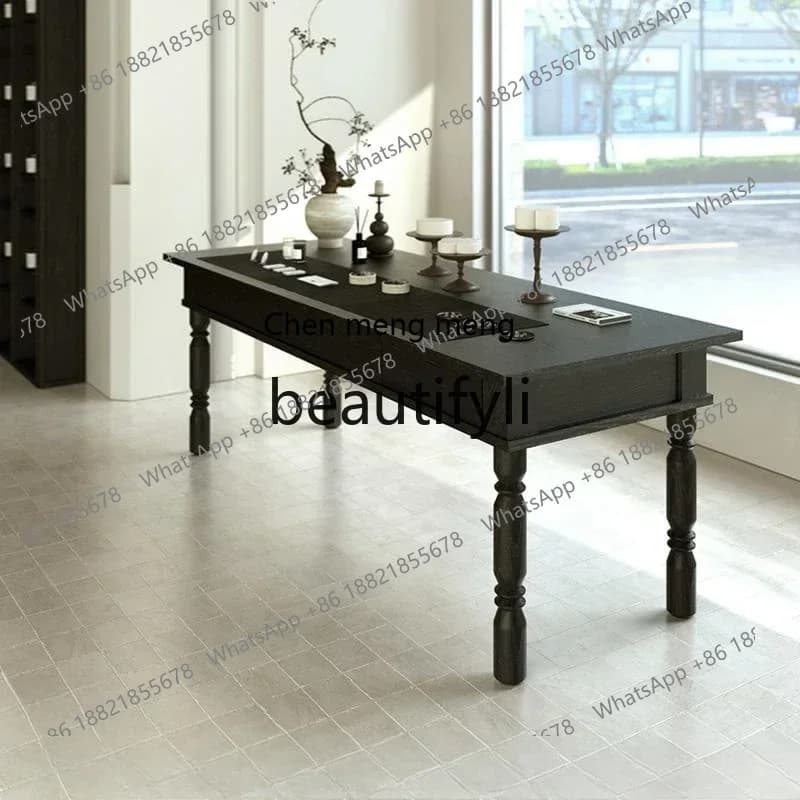zx1Nakashimadai Aromaterapia Olio Essenziale Fragranza Tavolo Diffusore di Candele Tavolo da Acqua in Pietra Display in Legno Tavolo Lungo con Disegna