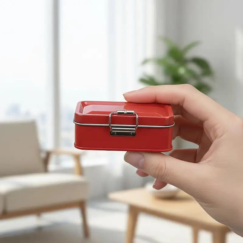 Durable Iron Storage Tin Box Flip Top with Buckle Lid Solid Color Dustproof Organizer for Fishing Tackle DIY Crafts