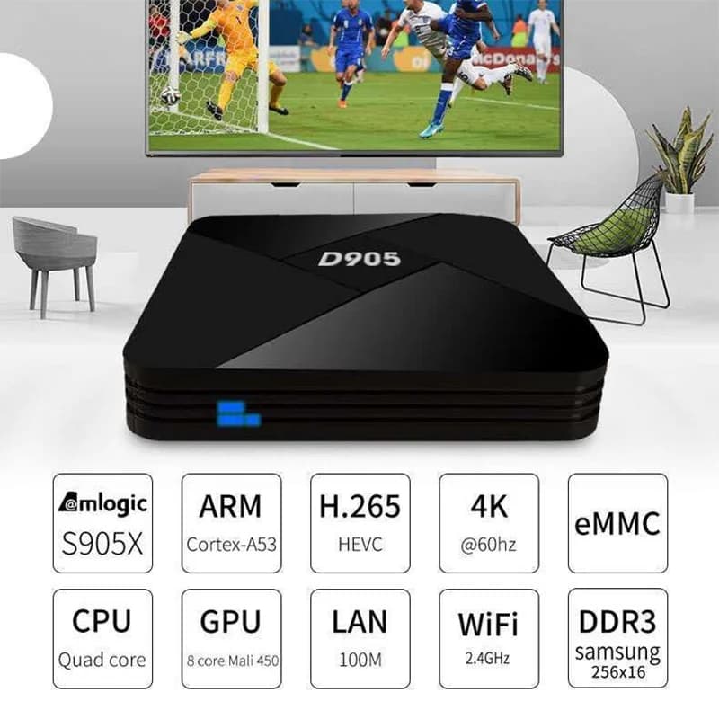 D905 Tvbox portatile Android TV 8gb Ram WIFI Mlogic S905 4K Smart IPTV Box TV Smart Home Set Top TV Box Ricevitore