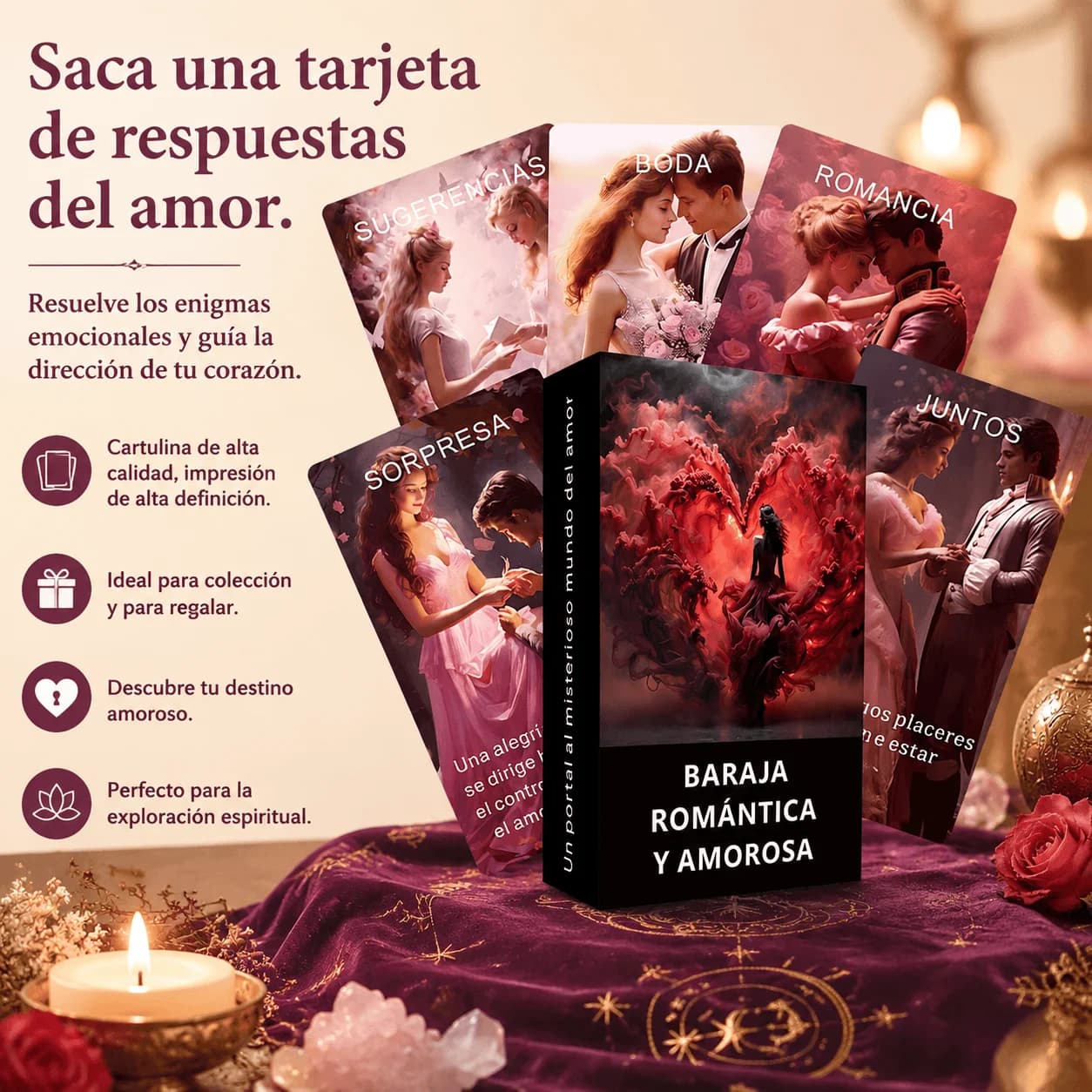 50 carte oracolo romantiche dell'amore, carte per guida emotiva e guarigione delle relazioni, dimensioni: 12×7 cm / 4,72×2,76 pollici