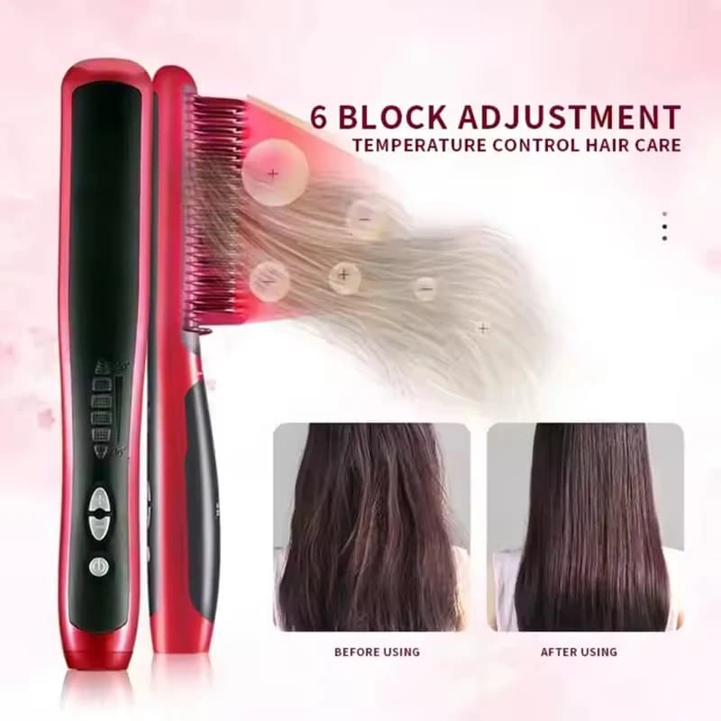 2in1 PTC Fast Heating Plate For Electric Hair Bigodino Cuoio Massage Capelluto Pettine Hot Brush Straightening Ferri Curling Tool For Styling