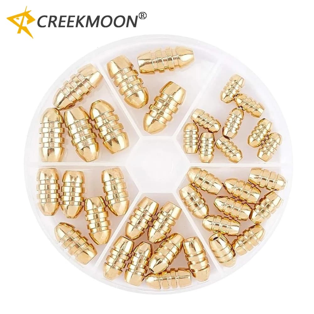 20pcs/lot Golden Copper Fishing Sinkers for Soft Lure Bait Line Additional Weight Sinkers Fly Tying Accessories 1.8g 3.5g 7g 10g