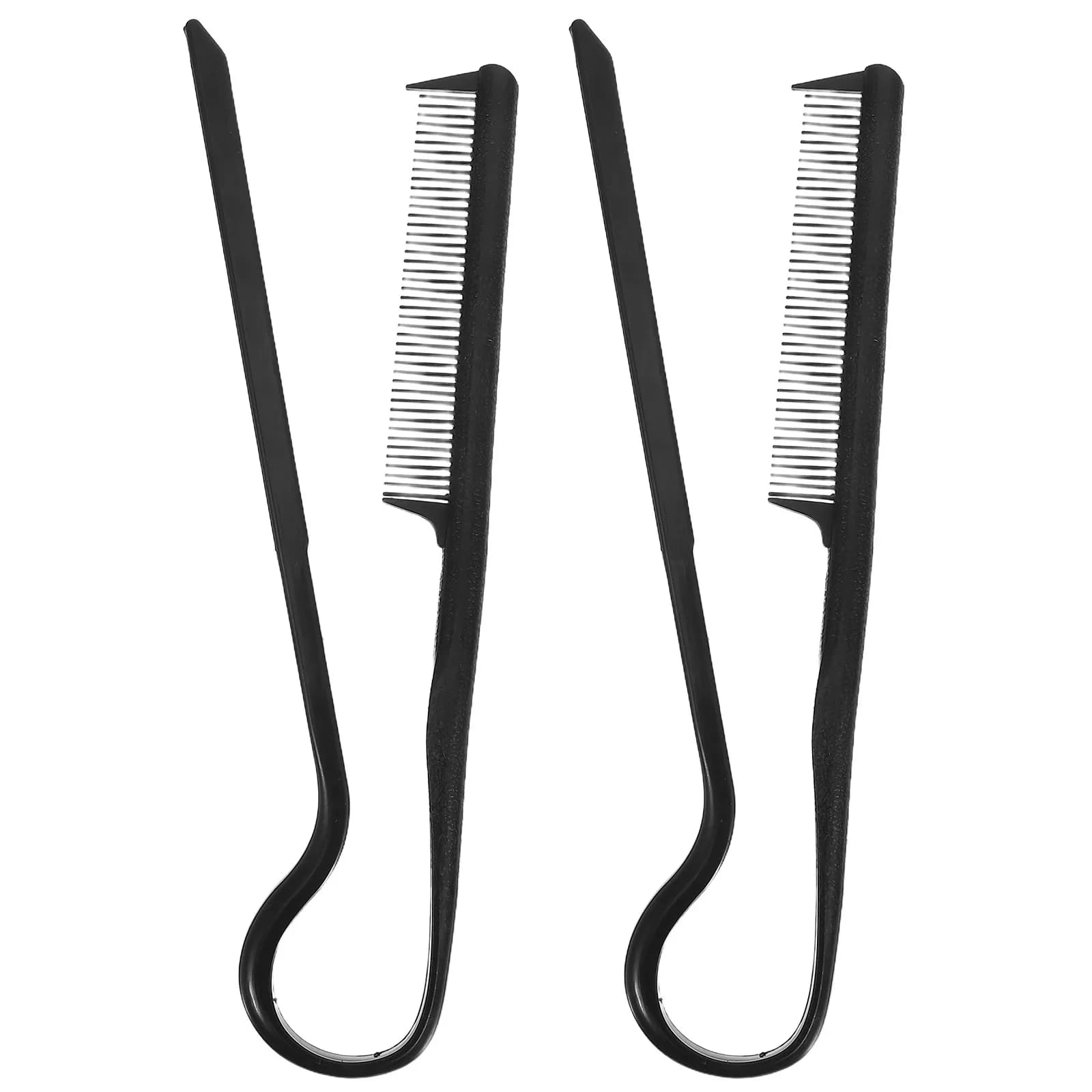 2 professional hair combs with V design for easy stretching and molding - Black hair combs without layer finishes