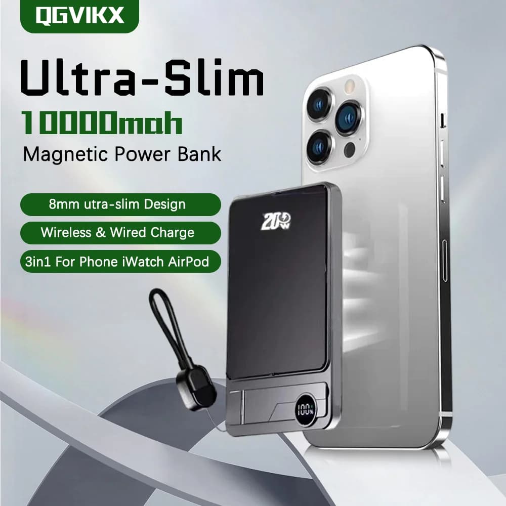 2026 NEW Ultra Thin Power Bank 10000mAh Slim for MagSafe Magnetic Wireless 20W Fast Charging Portable Battery for IPhone Samsung