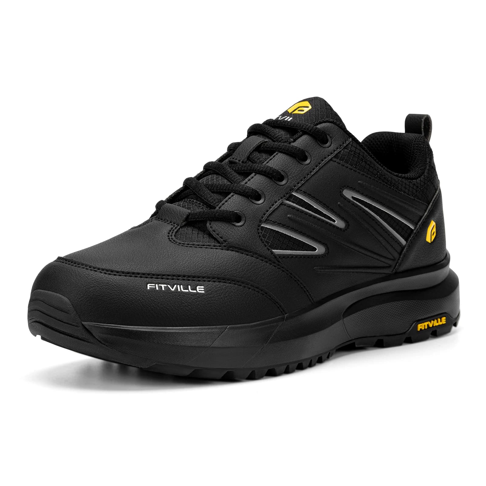 FitVille Wide Toe Hiking Shoes Outdoor Low-top Trekking Climbing Shoes for Men Water-resistant Trails Casual Sneakers Non-Slip