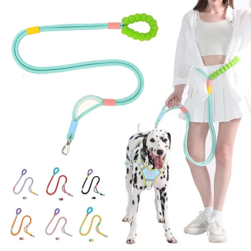 Hands Free Leashes for Dog Nylon Handle Pet Traction Rope Handheld Crossbody Waist Sling Outdoor Walking Supplies Pet P-Chain