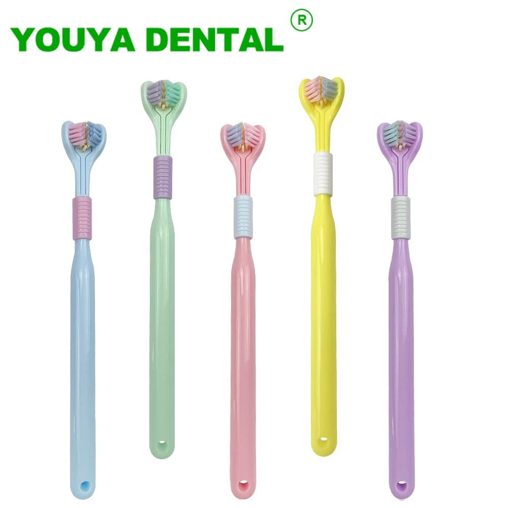 Spazzolino da denti per adulti spazzolino a tre lati spazzolino a setole morbide spazzole sbiancanti per denti spazzolino da denti 360 ° pulizia spazzolino da denti igiene orale