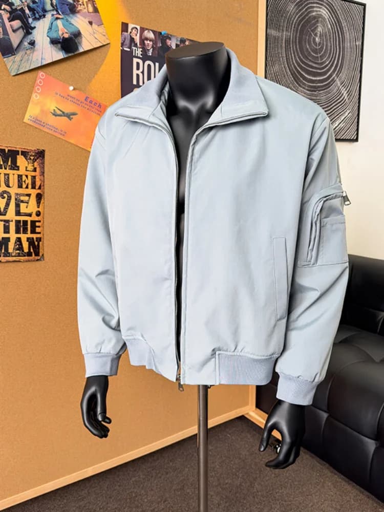 Giacca da Volo Stile Americano per Uomo, Primaverile e Autunnale, Comoda e Elegante, Pullover Giovanile Antivento con Chiusura a Zip e Maniche Lunghe