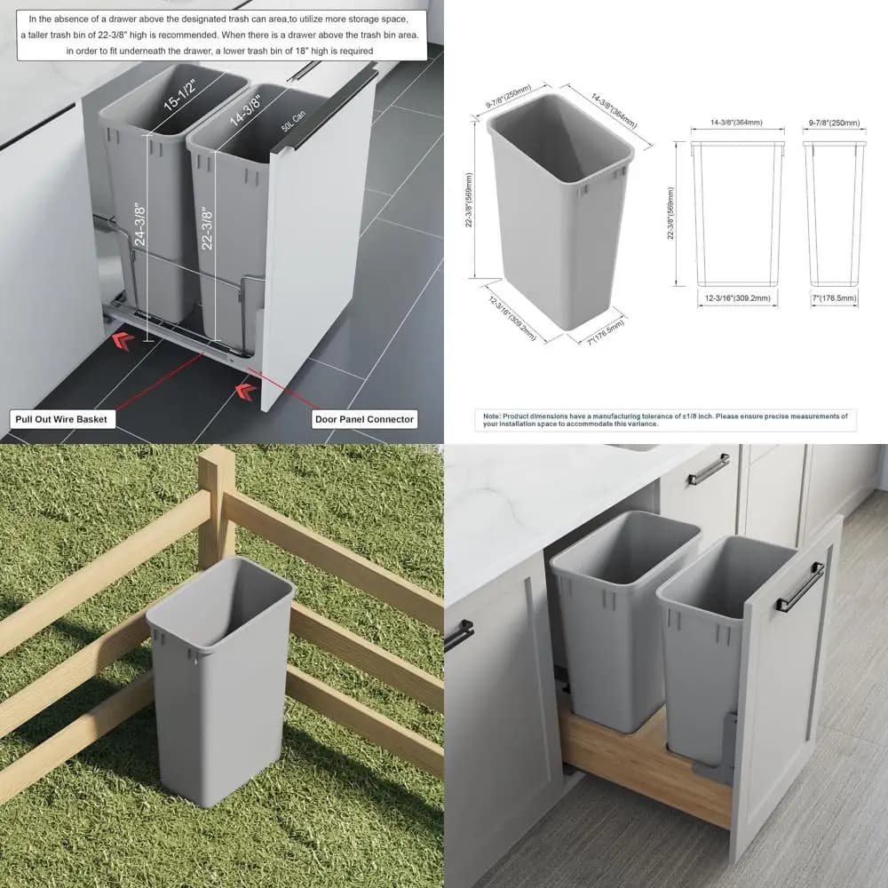 Set di 5 Cestini Impilabili da 50 Quarti, 13 Galloni in Plastica, Ideali per Cucina, Bagno, Ufficio - Grigio