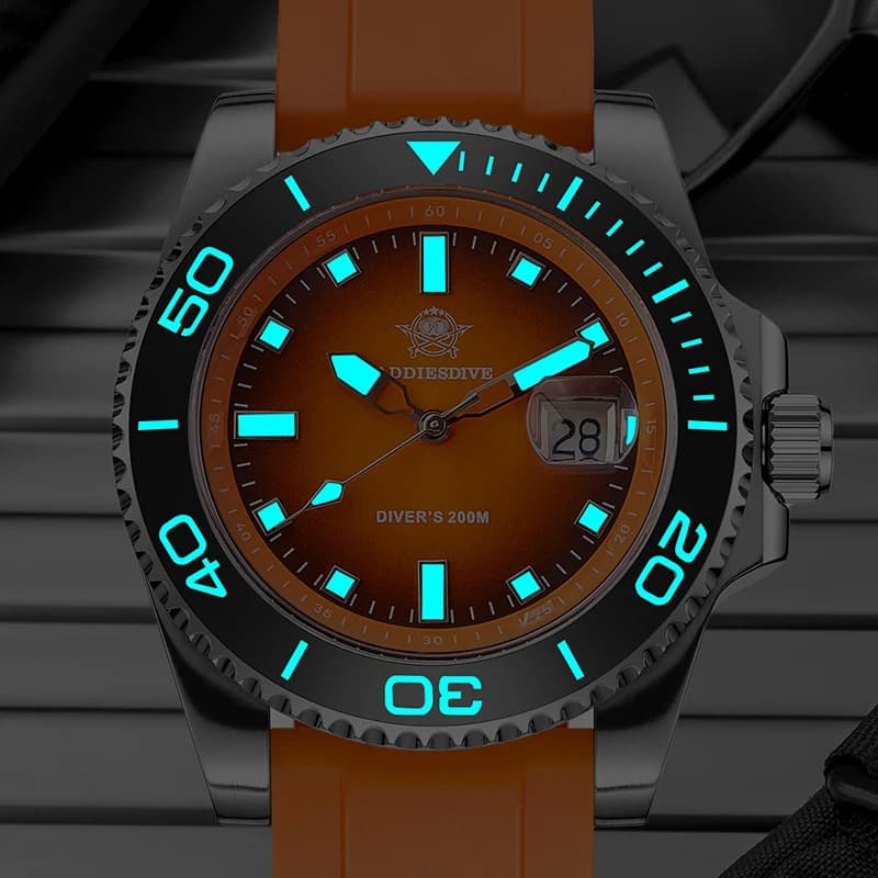 ADDIESDIVE Men's Watch 41mm Underwater Wrist Watch 20Bar Waterproof Super Bright With Ceramic Bezel And Rubber Strap Diving Watches