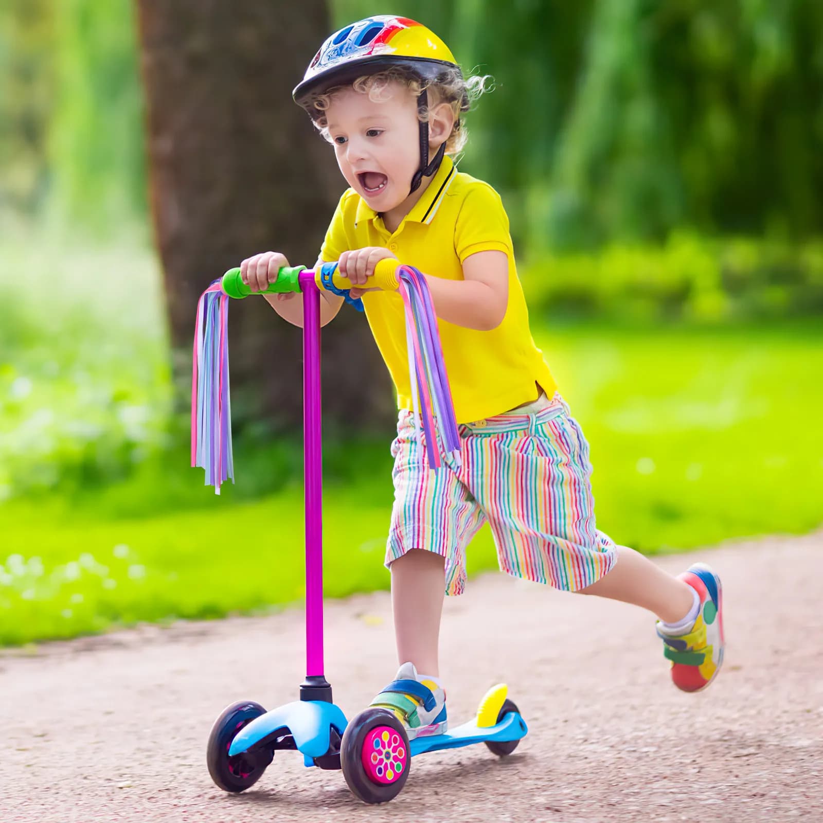 One Pair Childrens Bike Handlebar Streamers Sparkly Tassels for Kids Bikes Tricycles Scooters Baby Carrier Accessories Purple