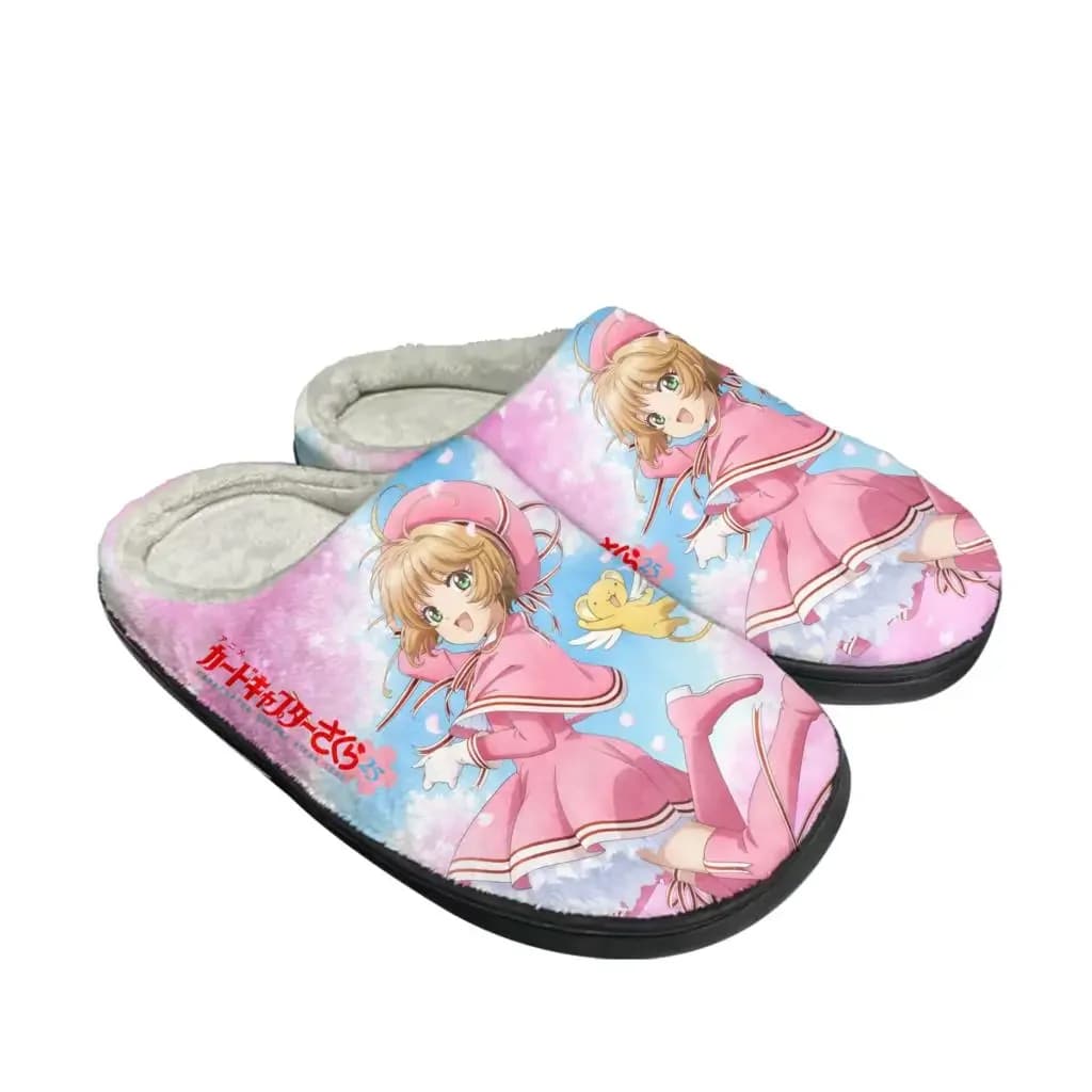 Card Captor Sakura Kinomoto Cartoon Home Pantofole personalizzate in cotone Sandali da donna per uomo Peluche Casual Mantieni calde Scarpe Pantofola termica