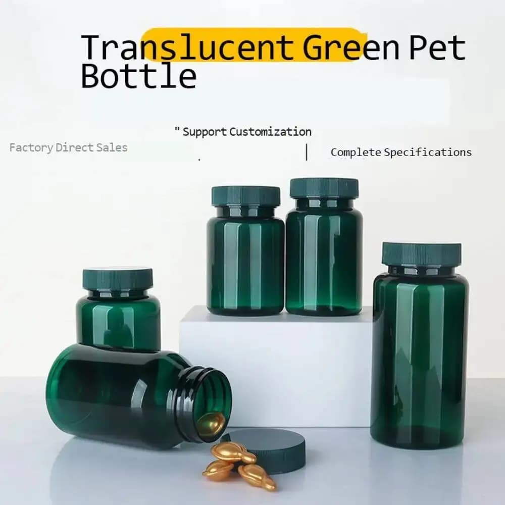 10PCS 80ML 100ML 120ML 150ML Green Pill Empty Bottle Set, Candy, Vitamin Container Wholesale, Entrepreneurial Packaging