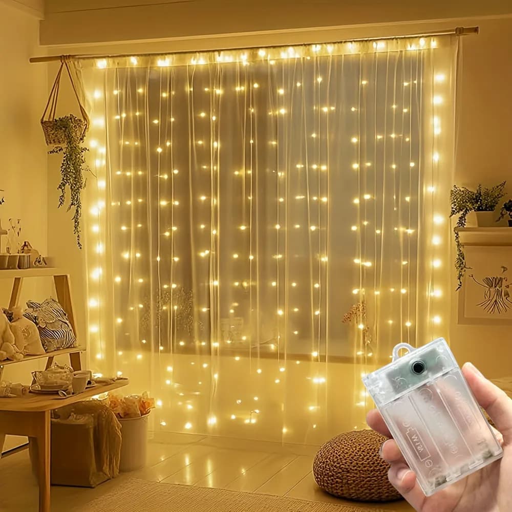 Luci a tenda a LED a batteria per decorazioni Ramadan 2026, per esterni, per la festa della mamma, Eid Mubarak, decorazioni per la camera da letto