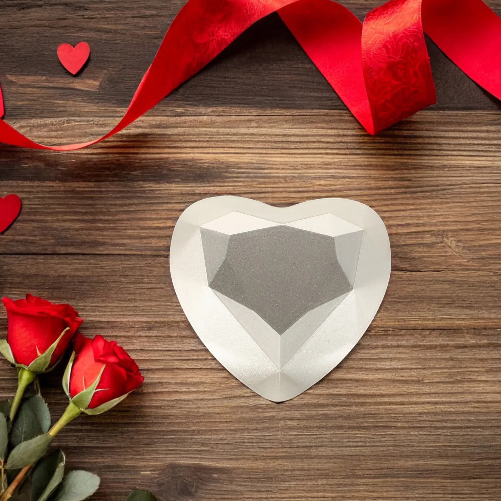 Heart Shaped LED Jewelry Box for Earrings Rings Pendants with Built-in Light Elegant Display Case for Proposal Wedding