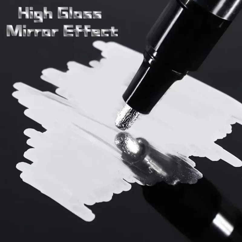 2 Pcs Chrome Pen Marker Mirror Waterproof Paint Repair For Rock Ceramic Glass Metallic Gold/Silver 2mm Nib
