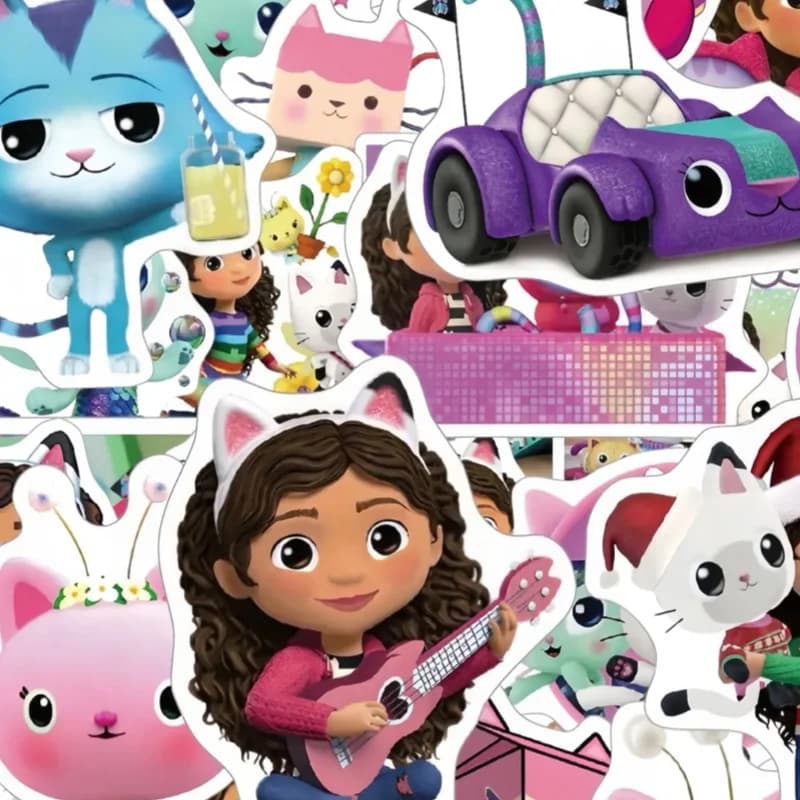 10pcs/30pcs/50pcs Gabby Dollhouse Cartoon DIY Party Decoration Stickers Birthday Party Supplies Kids Boys Girls Gifts