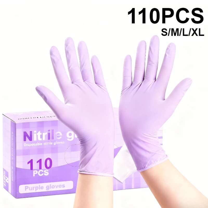 Guanti in nitrile viola chiaro da 110 pezzi Guanti monouso in nitrile misto adatti per la pulizia della casa Bagno per animali Bellezza Parrucchiere