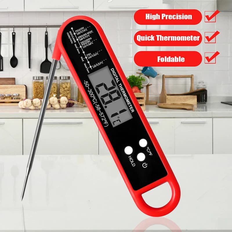Foldable Meat Thermometer Digital Kitchen Food Thermometer For Meat Water Milk Probe BBQ Cooking Oven Electronic Thermometer