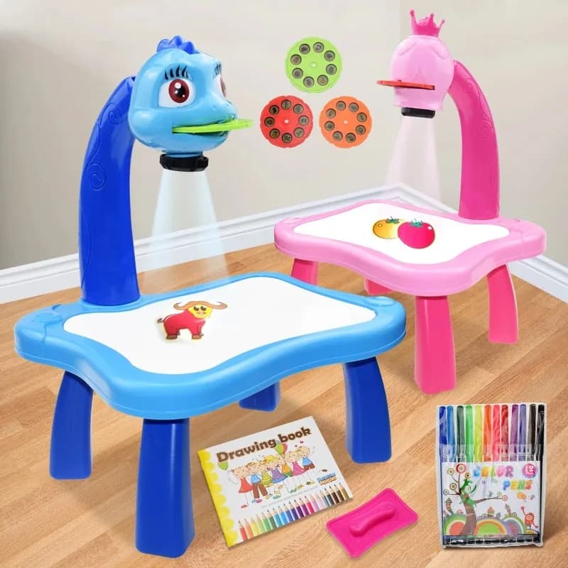 Proiettore a LED per la prima educazione dei bambini tavolo da disegno giocattolo tavolo da disegno multifunzionale tavolo da apprendimento Set regalo di compleanno