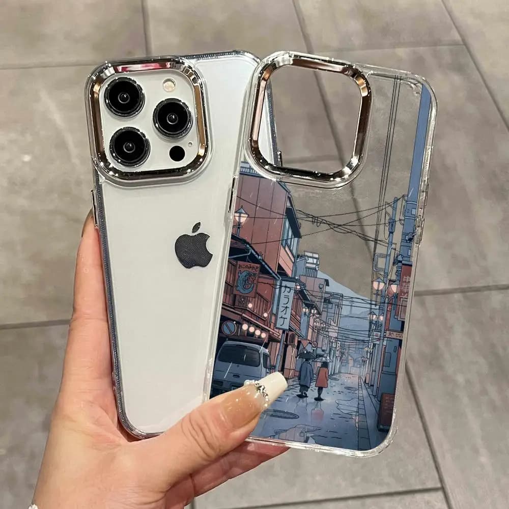 For iPhone 17 Phone Case Anime Town Phone Case For iPhone Air 16 15 14 Plus 13 12 11 Pro Max 16e Shockproof HD Clear Back Cover
