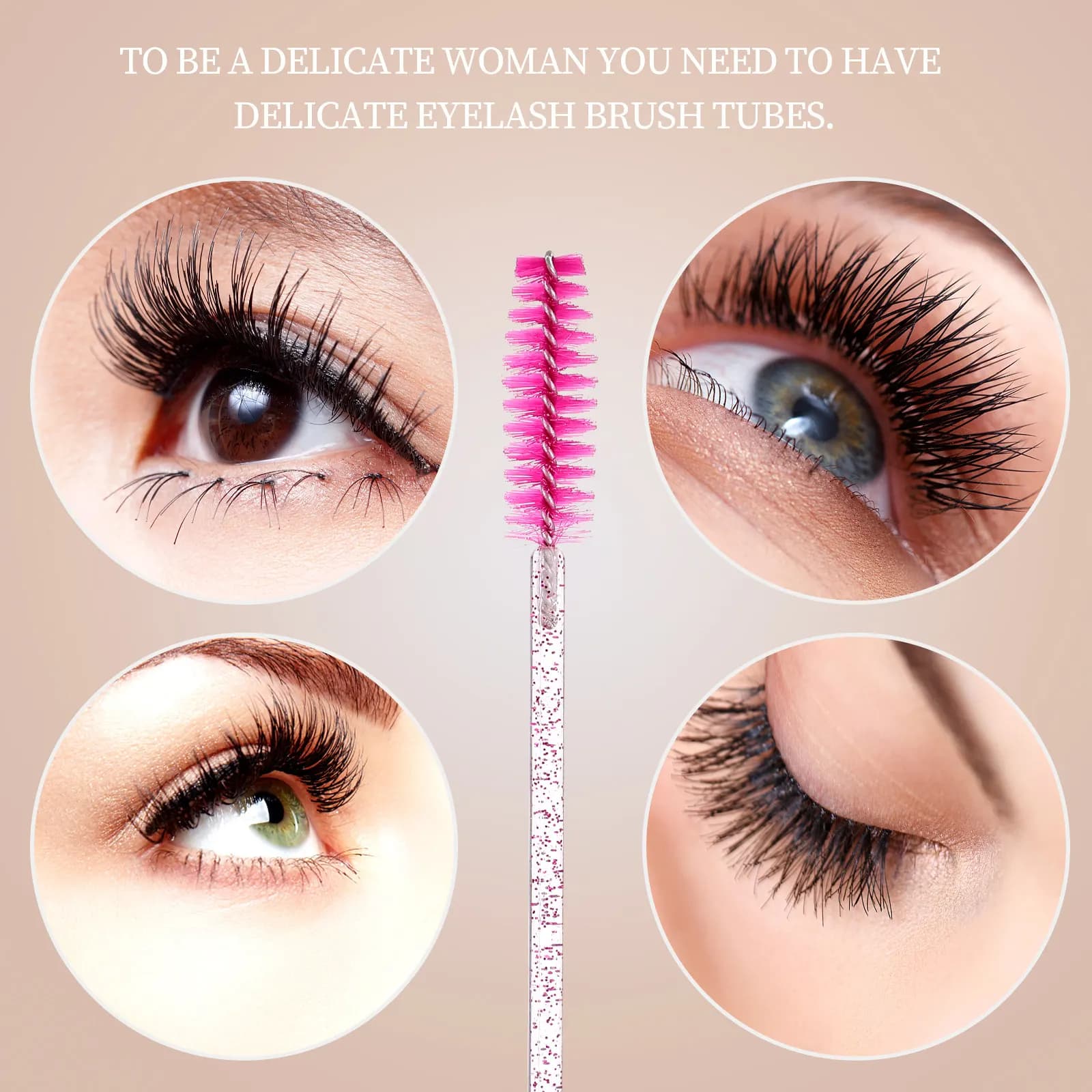 Set di 8 Pennelli per Ciglia Professionali, Applicatori per Mascara per Trucco, Salone di Bellezza e Uso Domestico, Pettine per Ciglia e Sopracciglia Portatile