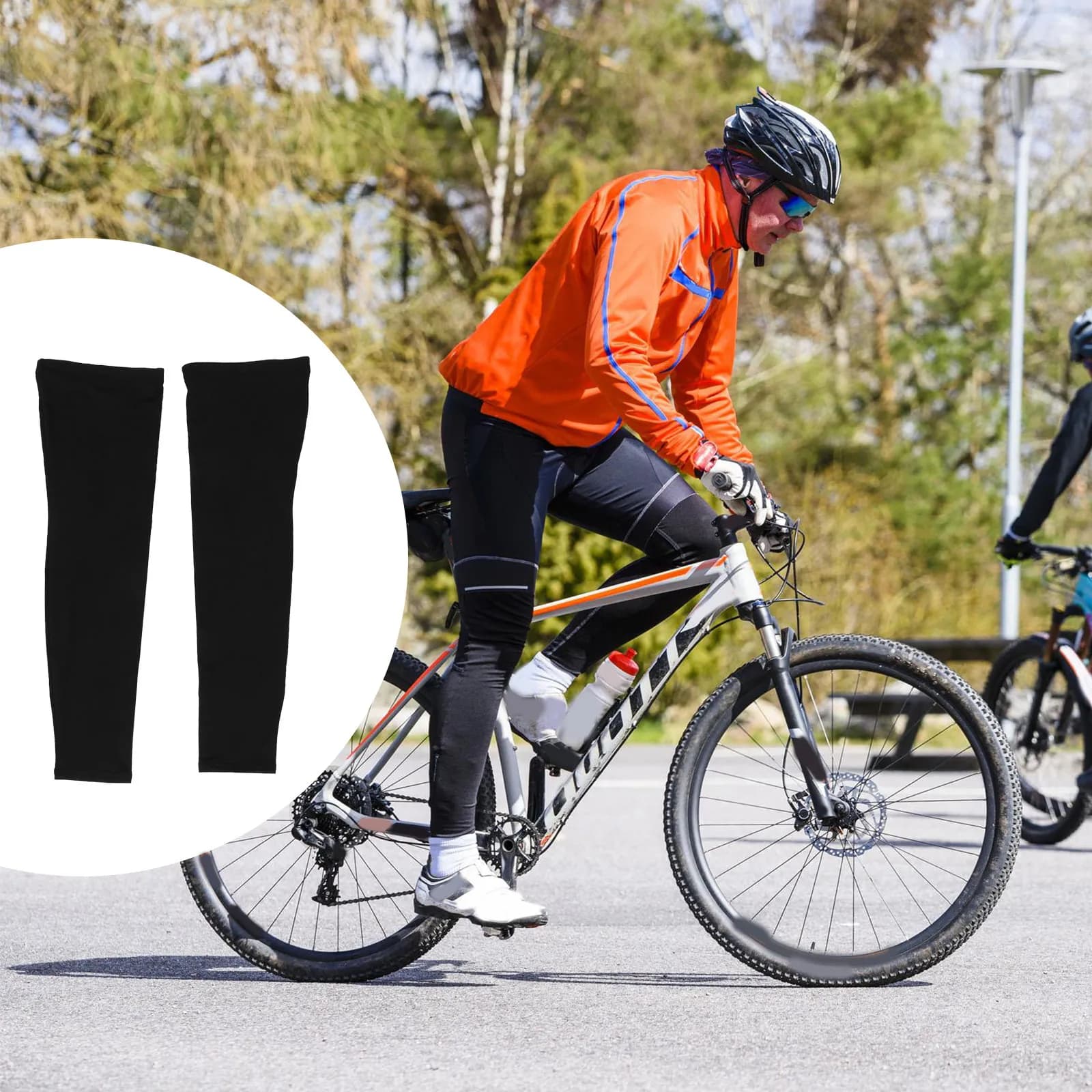 1 Paio di Manicotti Sportivi a Compressione per Polpaccio, Supporto per Ciclismo, Corsa, Basket, Copertura da Coscia a Caviglia per Clima Freddo