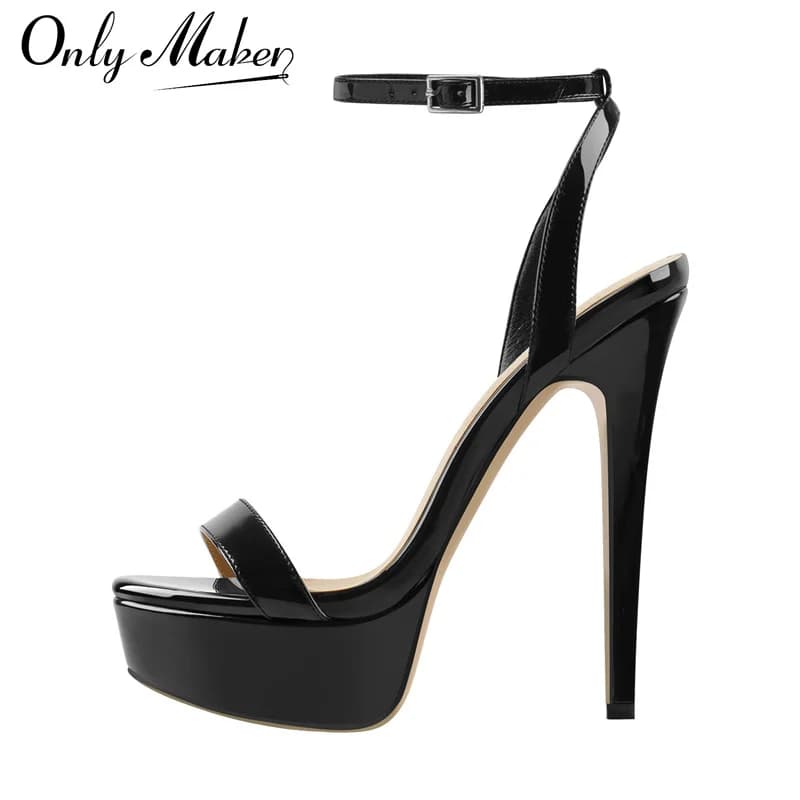 Onlymaker Women's Sandals with Platform and High Heel, Open Tip, Ankle Strap, Sexy Sandals with Wedding Dress Heel