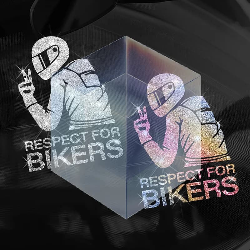 Respect For Bikers Glitter Waterproof Decals Removable Vinyl Easy Apply Stickers for Motorcycle Car Laptop Helmet