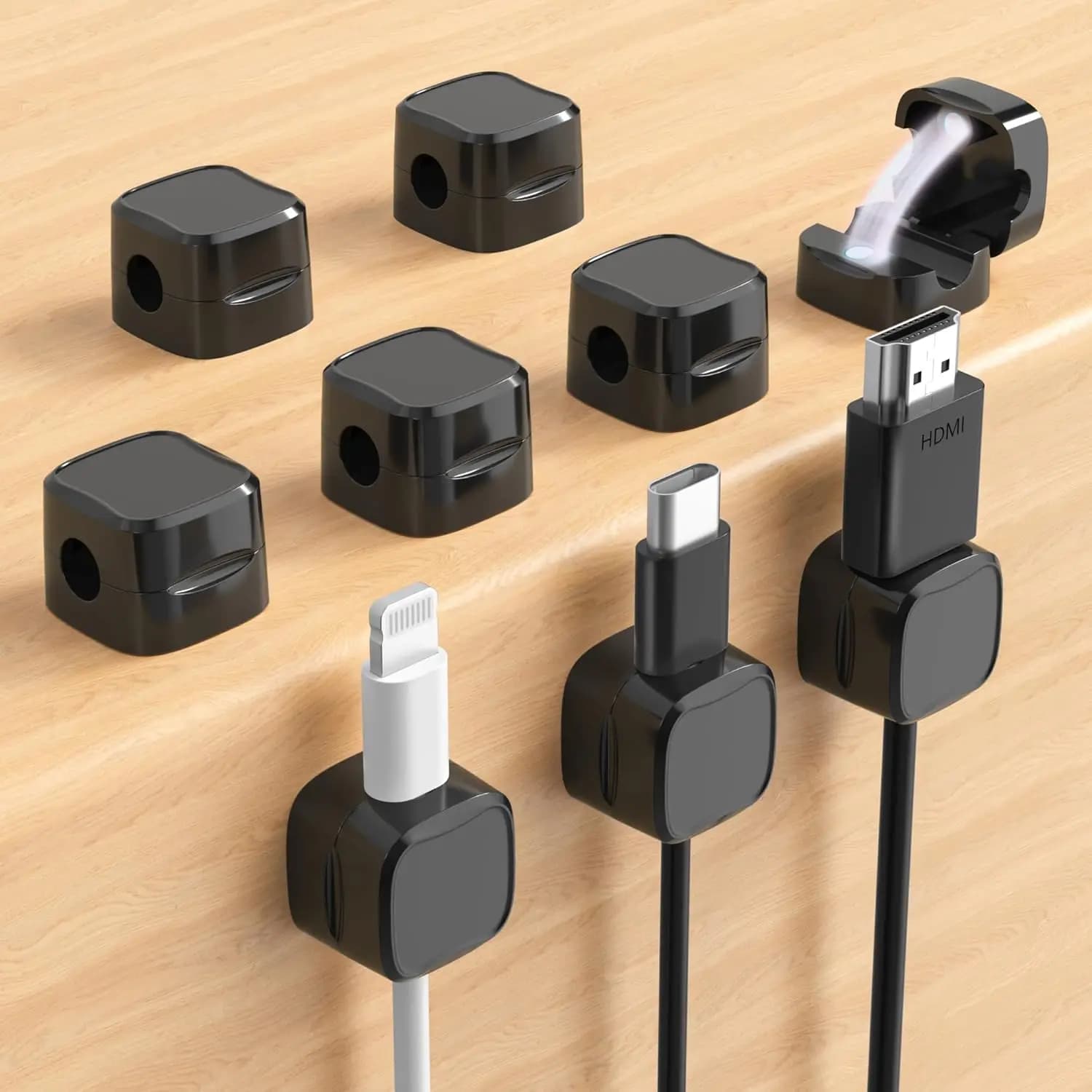 Clip Magnetiche per Cavi, Organizzatore Regolabile per Cavi, Supporto Adesivo per Fili per Casa, Ufficio, Scrivania, Telefono, PC, Auto